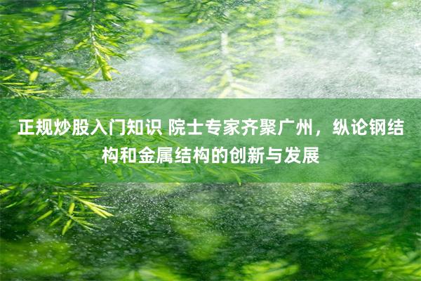 正规炒股入门知识 院士专家齐聚广州，纵论钢结构和金属结构的创新与发展