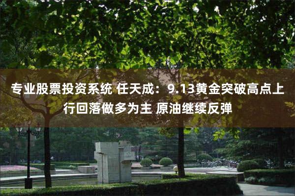 专业股票投资系统 任天成：9.13黄金突破高点上行回落做多为主 原油继续反弹